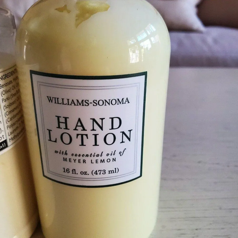 Williams Sonoma 4pc Lotion Set Meyer Lemon, Coriander, Spiced Chestnut + Caddy